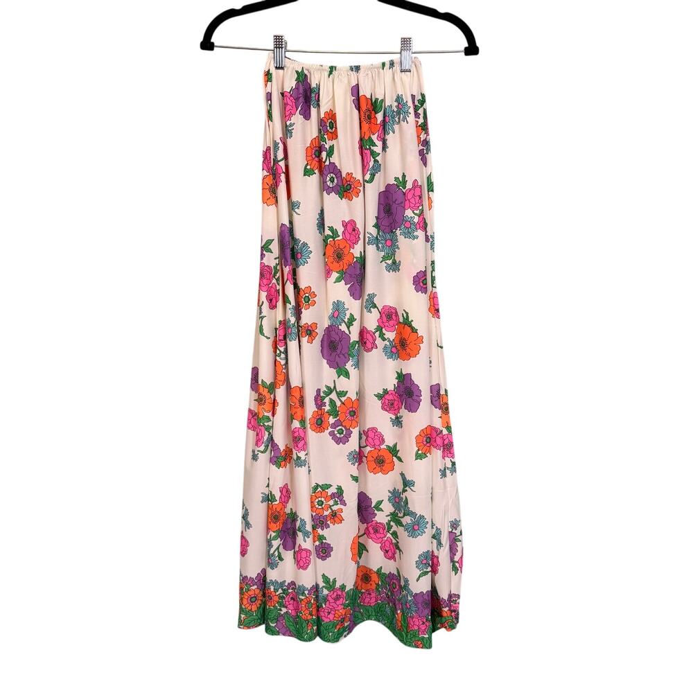 Vintage Maxi Cottagecore Skirt White Floral Flower Bloom Prairie Romantic Garden
